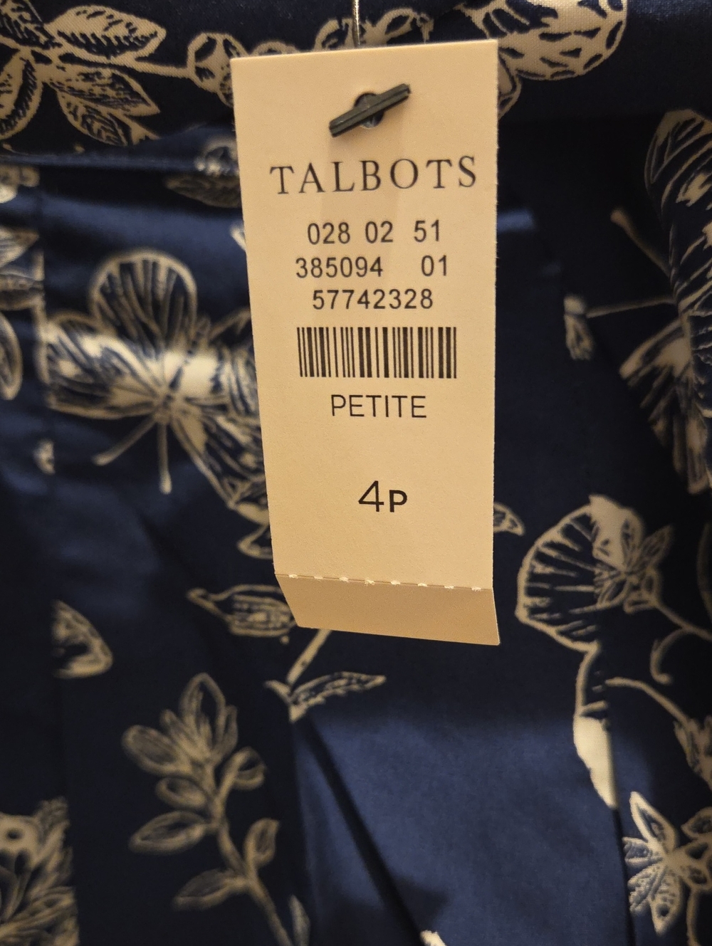 Talbots Navy Floral Petite Skirt - Navy & Cream Floral Print